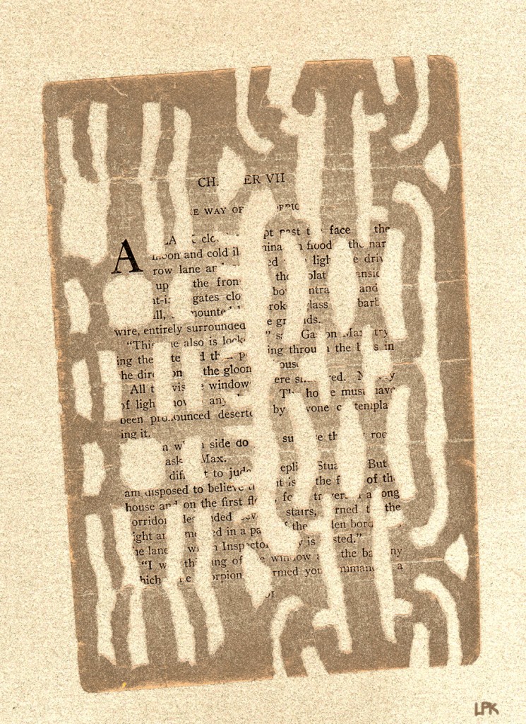 Torn bookpage: from _The Golden Scorpion_ -Sax Rohmer