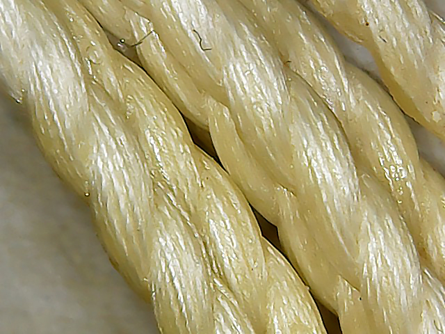 Microscopic view of plyed silk strings